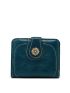 Solid Color Small Wallet Metal Flower Decor