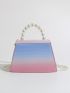 Small Square Bag Faux Pearl Decor Ombre Design