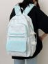 Medium Functional Backpack Colorblock Letter Embroidery