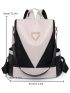 Medium Fashion Backpack Studded Decor Colorblock