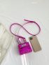 Mini Square Bag Metallic Crocodile Embossed Top Handle