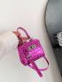 Mini Square Bag Metallic Crocodile Embossed Top Handle