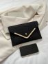 Crocodile Embossed Envelope Bag Metal Decor