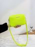 Mini Neon Yellow Snakeskin Embossed Metal Decor Square Bag