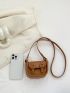 Mini Messenger Bag Buckle Decor Solid Color