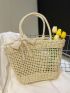Twilly Scarf Decor Straw Bag Vacation Hollow Out Design