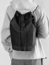 Letter Graphic Drawstring Backpack Medium Black