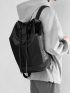 Letter Graphic Drawstring Backpack Medium Black