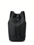 Letter Graphic Drawstring Backpack Medium Black