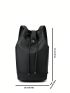 Letter Graphic Drawstring Backpack Medium Black
