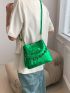 Crocodile Embossed Bucket Bag Metallic Green