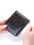 Crocodile Embossed Small Wallet Bifold Zipper