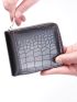 Crocodile Embossed Small Wallet Bifold Zipper