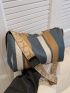 Striped Pattern Hobo Bag Medium Zipper