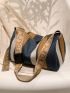 Striped Pattern Hobo Bag Medium Zipper
