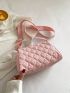 Quilted Square Bag Medium Zipper Pink