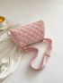 Quilted Square Bag Medium Zipper Pink