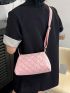 Quilted Square Bag Medium Zipper Pink
