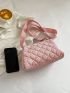 Quilted Square Bag Medium Zipper Pink