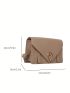 Small Square Bag Green Metal Decor Flap Adjustable Strap For Daily