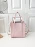 Mini Square Bag Baby Pink Letter Print Double Handle For Daily
