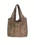 Leopard Print Shopper Bag Foldable Double Handle For Daily