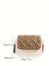 Mini Letter Print Square Bag Colorblock Geometric Pattern Flap For Daily