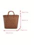 Brown Straw Bag Vacation Studded Decor Double Handle