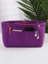 Purple Tote Insert Fashionable Multi Pocket Snap Button