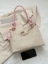 Zipper Straw Bag Vacation With Flower Bag Charm