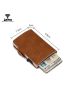 Trifold RFID Pop Out Card Holder With Snap Button PU Card Slot
