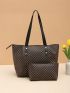 Classic Pattern Tote Bag, Women's Large Capacity Handbag