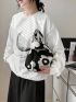 Mini Crochet Bag Floral Pattern No-closure Double Handle Polyester