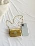 Mini Square Bag Twist Lock Flap Chain Metallic PU Funky