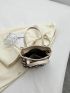 Small Bucket Bag Geometric Pattern Double Handle Studded Detail