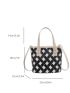 Small Bucket Bag Geometric Pattern Double Handle Studded Detail