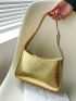 Crocodile Embossed Hobo Bag Small Metallic Funky