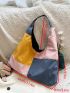 Oversized Colorblock Hobo Bag Casual
