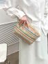 Small Straw Bag Stripe Pattern For Vacation