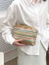 Small Straw Bag Stripe Pattern For Vacation