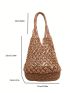Medium Straw Bag Double Handle Hollow Out