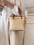 Letter Patch Decor Straw Bag Small Contrast Binding Vacation