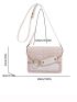 Mini Flap Straw Bag Letter Patch & Chain Decor