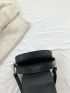 Novelty Bag Black Oval Design Litchi Embossed Flap Zipper PU