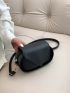 Novelty Bag Black Oval Design Litchi Embossed Flap Zipper PU