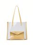Clear Beach Bag With Inner Pouch Contrast Binding