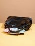 Small Top Handle Bag Embossed Detail Minimalist Black