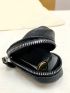 Genuine Leather Solid Color Key Case Zipper Around