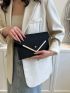 Crocodile Embossed Envelope Bag Metal Decor