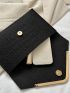 Crocodile Embossed Envelope Bag Metal Decor